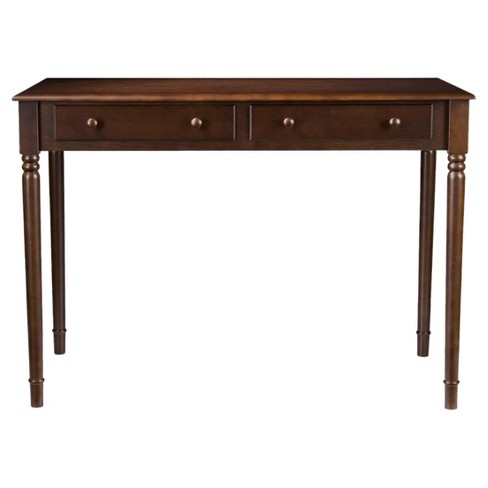 2 Drawer Desk Espresso Brown - Aiden Lane: Farmhouse Style, Mdf Wood ...