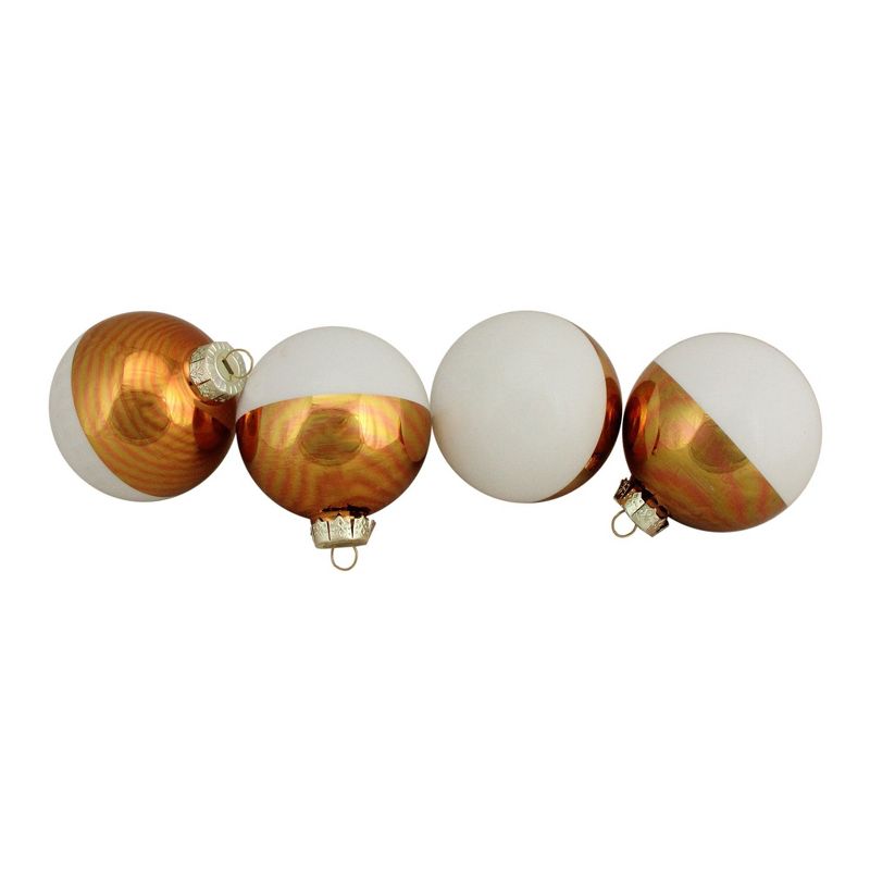 Northlight 4ct White and Gold Shiny Glass Christmas Ball Ornaments 3.25" (80mm), 2 of 4