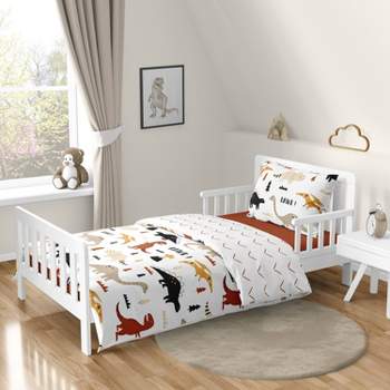 5pc Mod Dino Toddler Kids' Bedding Set Black and Orange - Sweet Jojo Designs