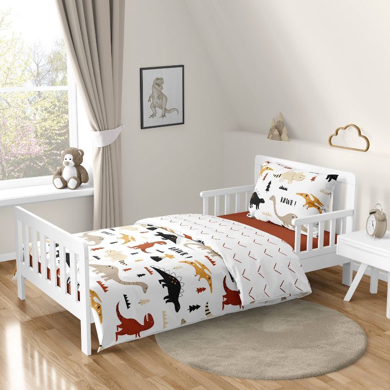 5pc Mod Dino Toddler Kids&#39; Bedding Set Black and Orange - Sweet Jojo Designs, 1 of 8