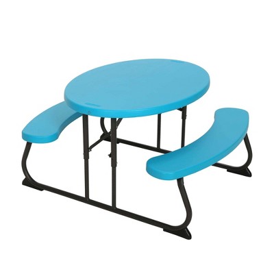 Kids Oval Patio Picnic Table Blue 