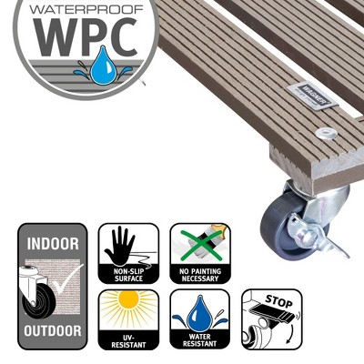 Taupe 11.4" Square Wood Plastic Composite Plant Caddy