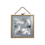 4X6 Inch 4 Photo Hanging Picture Frame Galvanized Metal and Wood Frame with MDF, Jute & Glass by Foreside Home & Garden