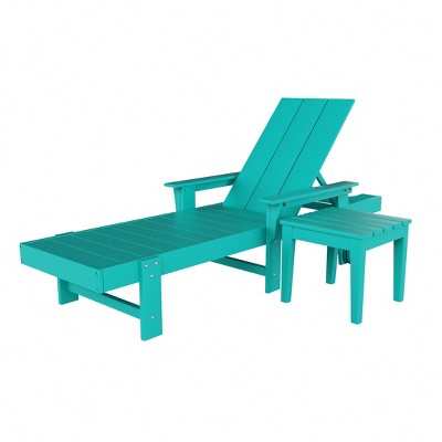 WestinTrends Ashore Modern Reclining Chaise Lounge with Side Table 2-Piece Set