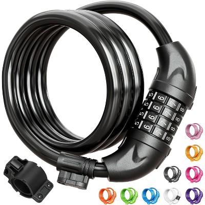 Bike Lock, Bicycle Lock 4 Feet Cable Lock 1/2 Inch Resettable Bike Lock Combination with Mounting Bracket, Bike Accessories for Bicycle
