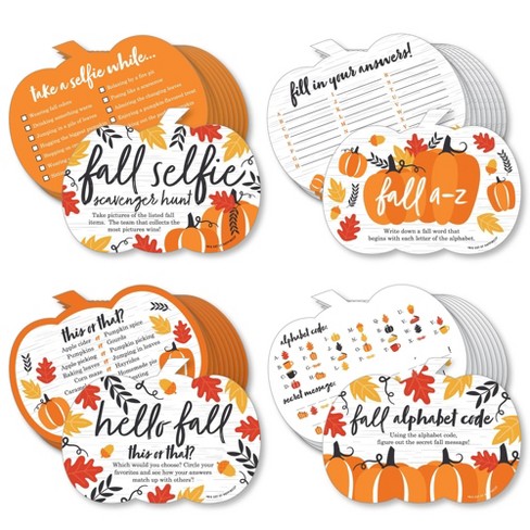 Big Dot Of Happiness Pumpkin Patch - 4 Fall, Halloween Or Thanksgiving  Party Games - 10 Cards Each - Gamerific Bundle : Target