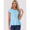 INSPIRE CHIC Women's Elegant Round Neck Cap Sleeve Solid Color Peplum Blouses - 2 of 4