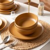 Syemin Dining Bowls 4 Person Stoneware Dinnerware Set Microwave Dishwasher Safe Chip-Resistant Matte Glaze Stackable Storage, Orange, 10"*10"*2.4" - 2 of 4