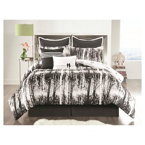 Woodland Comforter Set Queen Black 6 Piece - VCNY