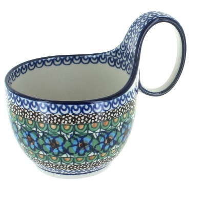 Blue Rose Polish Pottery Mardi Gras Soup Mug