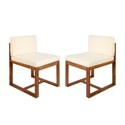 Infurnic Patio Dining Chairs 2PCS Wood Dining Chairs Outdoor Stylish Modern Design for Garden Poolside Elegance, Beige, 20.5"*23"*31.5"