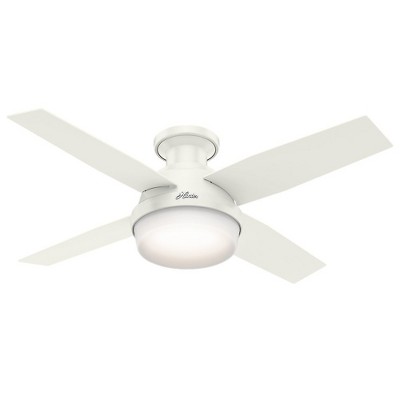Hunter 44 Inch Dempsey Low Profile Living Room Bedroom Indoor Cooling Ceiling Fan with 4 Blades, Light, and Remote, White  (2 Pack)