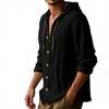Men's Casual Hooded Shirt Jacket, Lightweight Cotton Long Sleeve Button Down Overshirt for Daily Wear - 3 of 4