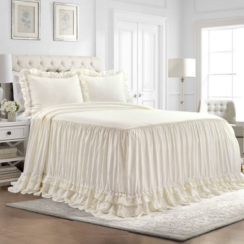 Lush Decor 3pc King Ella Lace Ruffle Bedspread Set Ivory - Lush Décor: Elegant Polyester Bedding, Plain Weave, Lightweight