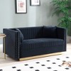 Love Seat Sofa With 2 Pillows, Contemporary Vertical Channel Tufted Velvet Sofa Loveseat, Modern Upholstered 2 Seater Couch For Living Room Apartment - 2 of 4