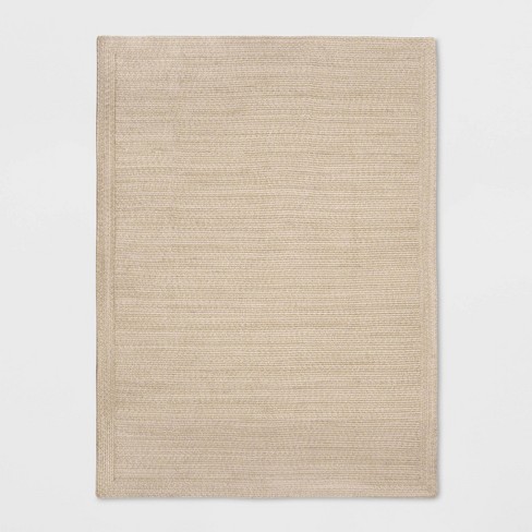 Natural Woven Rectangular Braided Outdoor Rug Heathered Cream - Threshold™  : Target