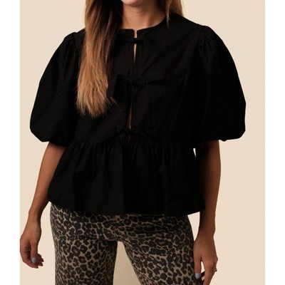 Women's Cara Cotton Poplin Tie Top - Sofie the Label S