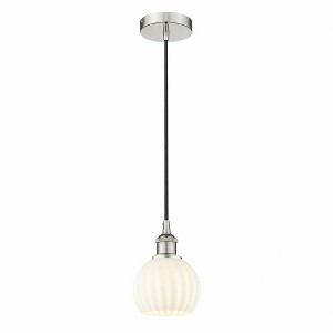 White Venetian - 1 Light Cord Hung Mini Pendant In Modern Style-8 Inches Tall and 6 Inches Wide - 1 of 1