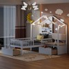 TIRAMISUBEST Twin Size House Bed with Upholstered Sofa, Wooden Platform Bed with Charging Station, Wireless Charging, Shelves and 2 Drawers - 3 of 4