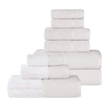 Modern Threads 6 Piece Yarn Dyed Jacquard Towel Set, Cobblestone, White ...