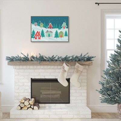Amanti Art Fa La La I Christmas Houses by Gia Graham Canvas Wall Art Print Framed 33-in. x 23-in.