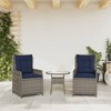 vidaXL Reclining Patio Chairs 2 Pcs Set - Outdoor Rattan Recliner Armchair in Gray with Navy Cushions - 3 of 4