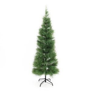 LuxenHome 6Ft Holiday Slim Artificial Pampas Grass Tree in Green - 1 of 4