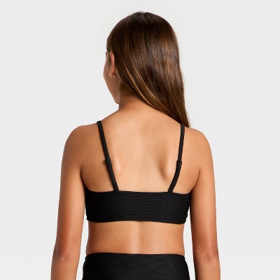 Art Class Girls' Trilette Shirred Swimsuit Top - art class™ Black L — фото 2
