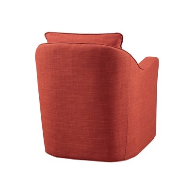 Warm Orange Swivel Accent Chair with Black Metal Base
