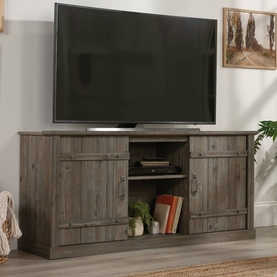 Pebble Pine Farmhouse TV Credenza with Sliding Doors