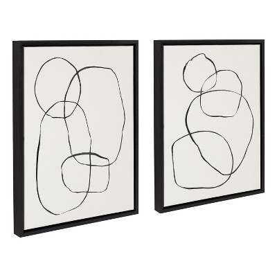 Sylvie Black and White Abstract Canvas Wall Art Set