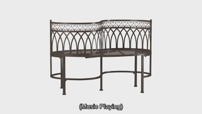 Antique Blue Iron Victorian Kissing Garden Bench