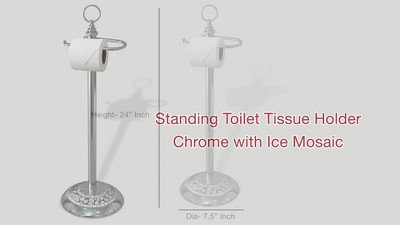 Chrome Mosaic Freestanding Toilet Paper Holder, 24" High