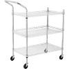 Heavy Duty  Wire Rack Cart On Wheels,Commercial Grade Rolling Utility Cart for Kitchen Pantry Steel Frame with Handle & Shelves - 3 of 4