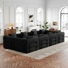 8-Seater Convertible Sofa Bed with Space-Saving Design, Modular Folding Floor Sofa with Side Storage Pockets, Chenille Fabric Sofa-Coolbibila - 3 of 4