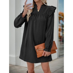 Women's Corduroy Ruffled Tunic Dress