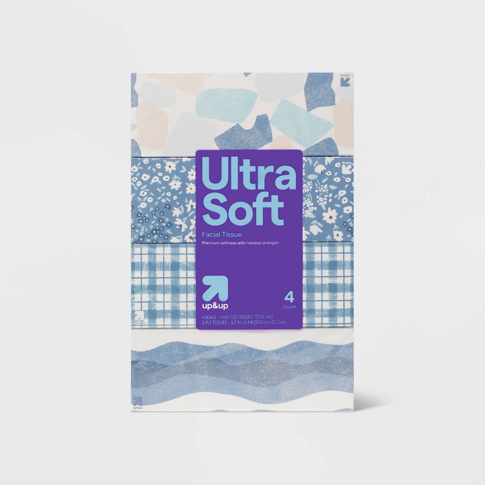 Ultra Soft 3-Ply Facial Tissue - 4pk/440ct - up&up™: Rectangle Shape, No Fragrance Added