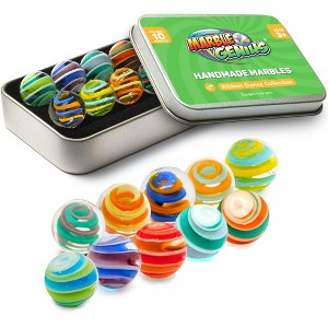 Marble Genius Collectors Marbles, 10 Handmade Glass Marbles Stocking Stuffers for Marble Lovers - Ribbons for Kids Ages 3+ - 1 of 4