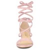 Allegra K Women's Solid Open Toe Lace Up Padded Insole Mid Chunky Heeled Sandals - 2 of 4