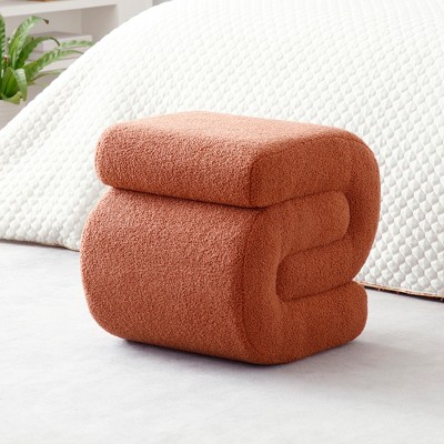 UPHA Modern S-Shape Small Makeup Stool Fabric Ottoman, Footstool