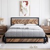 Whizmax Metal Bed Frame with 4 Storage Drawers and Rustic Vintage Wood Headboard, Strong Metal Slats Support, Easy Assemble (Walnut) - 2 of 4