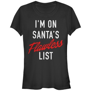 Juniors Womens Lost Gods Christmas Santa's Flawless List T-Shirt - 1 of 3