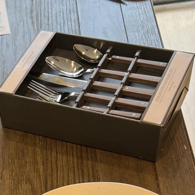 20pc Stainless Steel Burlington Silverware Set Faux Wood - Threshold™