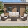 Buenhomino Outdoor Patio Furniture with Fire Pit Table Outdoor Conversation Set PE Wicker Patio Couch Swivel Glider Chairs for Garden,Lawn,Deck - 2 of 4