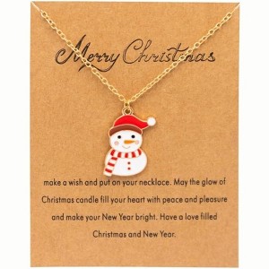 Christmas Theme Necklace Set with Enamel Charms Holiday Party Gift - 1 of 4