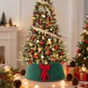 Orieon 33" Green Faux Leather Christmas Tree Collar with Red Bow – Adjustable Modern Tree Base Cover for Holiday Decor. - 2 of 4