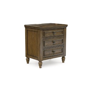 Signature Design by Ashley Sturlayne Traditional 3-Drawer Charging Nightstand with USB Ports, Brown - 1 of 4