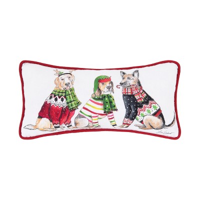 C&F Home 6" x 12" 3 Dogs Wearing Winter Christmas Sweaters and Scarves Printed Small Petite Accent Throw Pillow