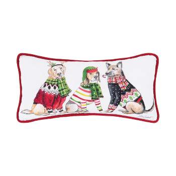C&F Home 6" x 12" 3 Dogs Wearing Winter Christmas Sweaters and Scarves Printed Petite Accent Throw Pillow