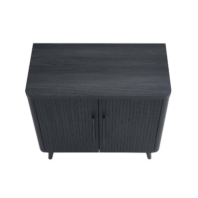 Charcoal Grey Mid-Century Modern Accent Cabinet with Adjustable Shelving